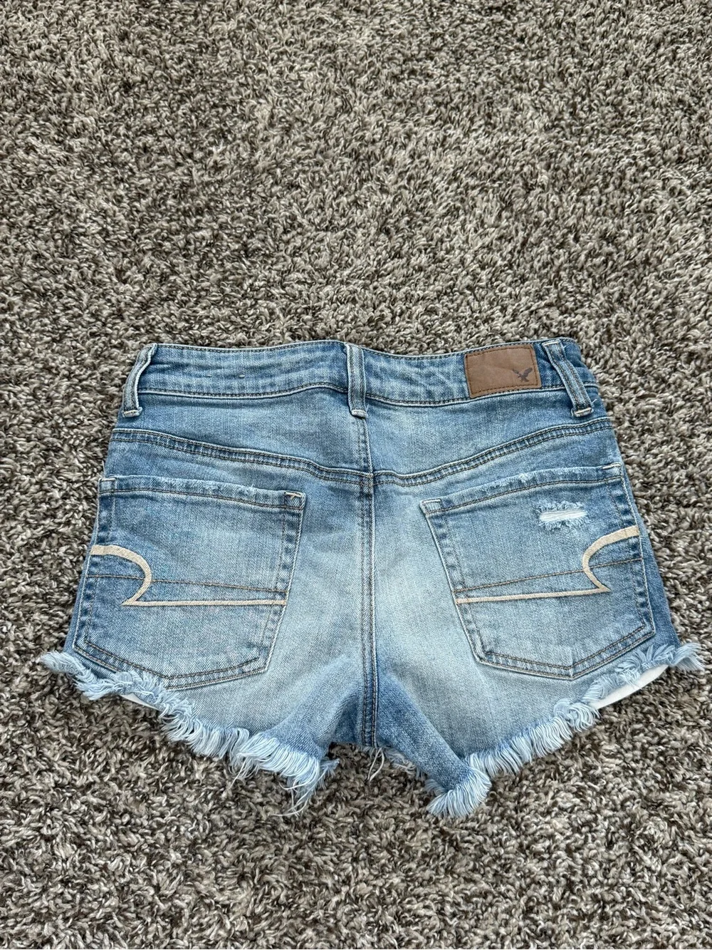 American Eagle Outfitters Women's Light Blue Distressed Denim Cutoff Shorts